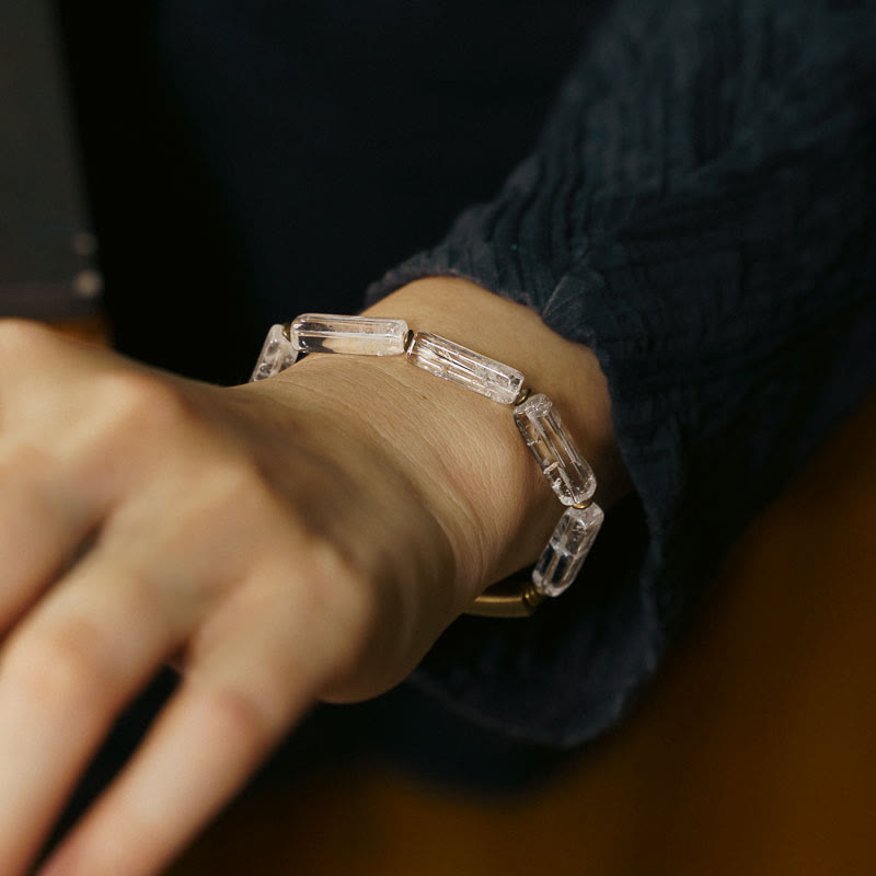 Unisex White Crystal Copper Bracelet for Luck & Healing Energy