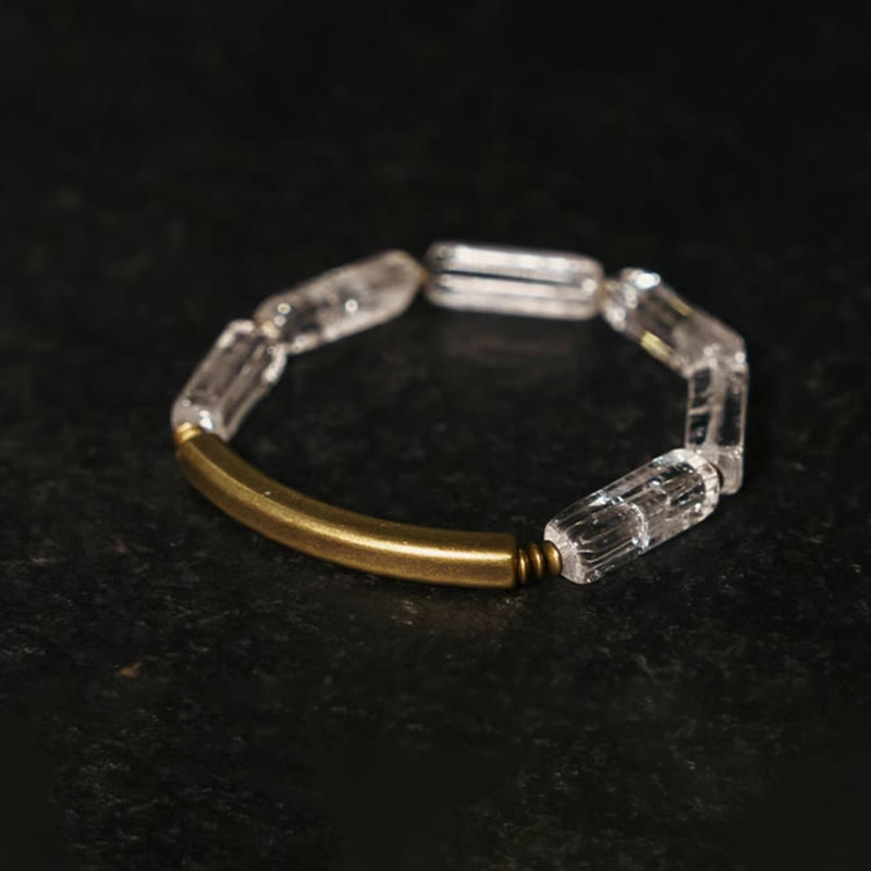 Unisex White Crystal Copper Bracelet for Luck & Healing Energy
