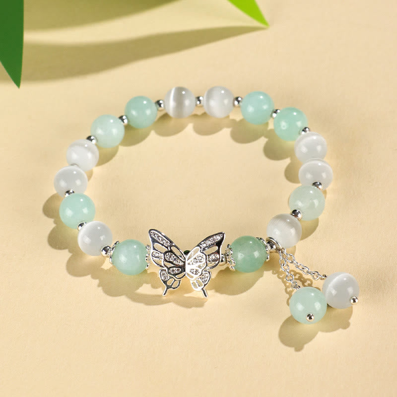 8mm Chrysoberyl Cat's Eye Chalcedony Love Bracelet