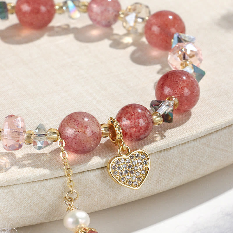 10mm Strawberry Quartz Heart Healing Bracelet