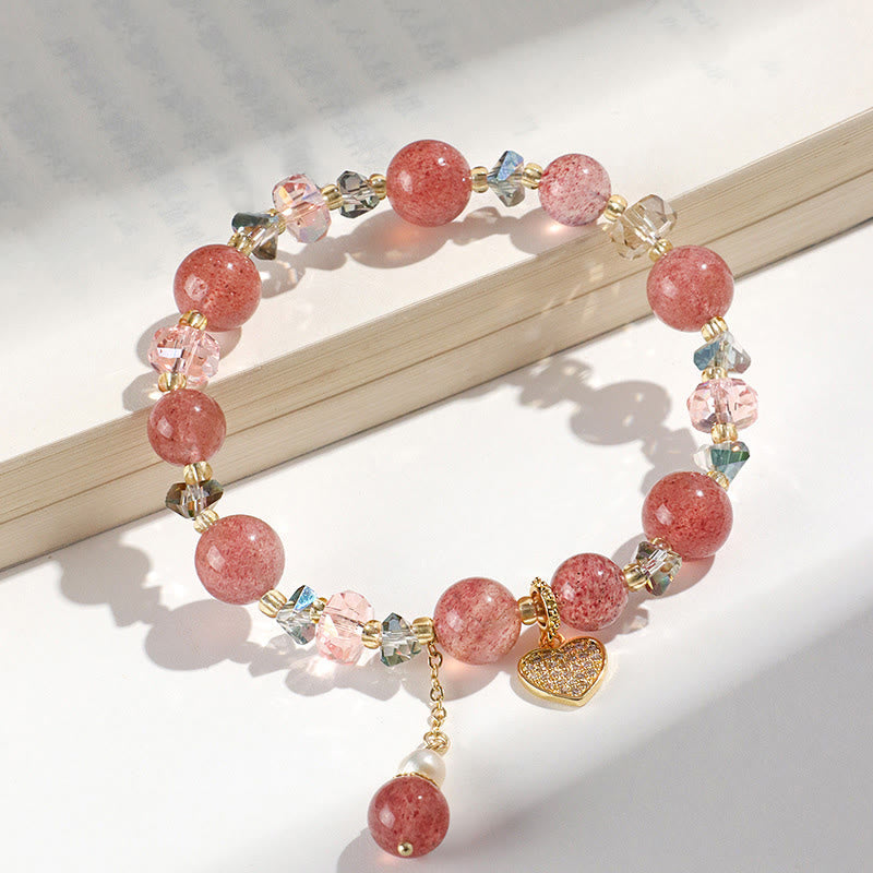 10mm Strawberry Quartz Heart Healing Bracelet