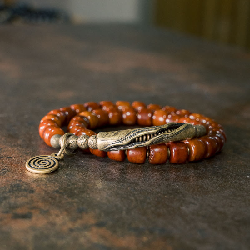 Double Wrap Yak Bone Copper Spiritual Bracelet for Balance