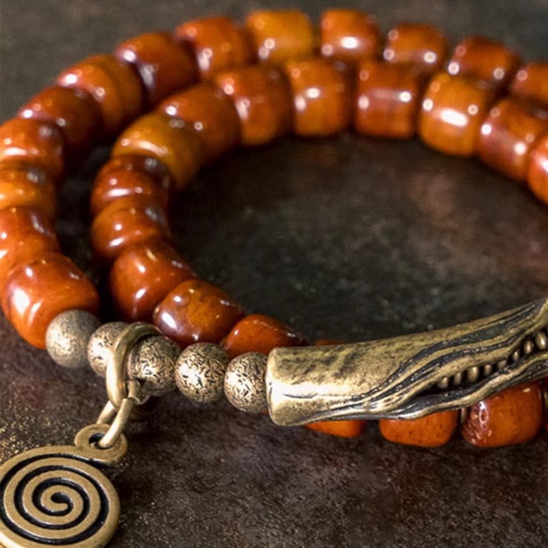 Double Wrap Yak Bone Copper Spiritual Bracelet for Balance