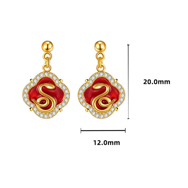 925 Sterling Silver Snake Blessing Earrings for Wisdom & Protection