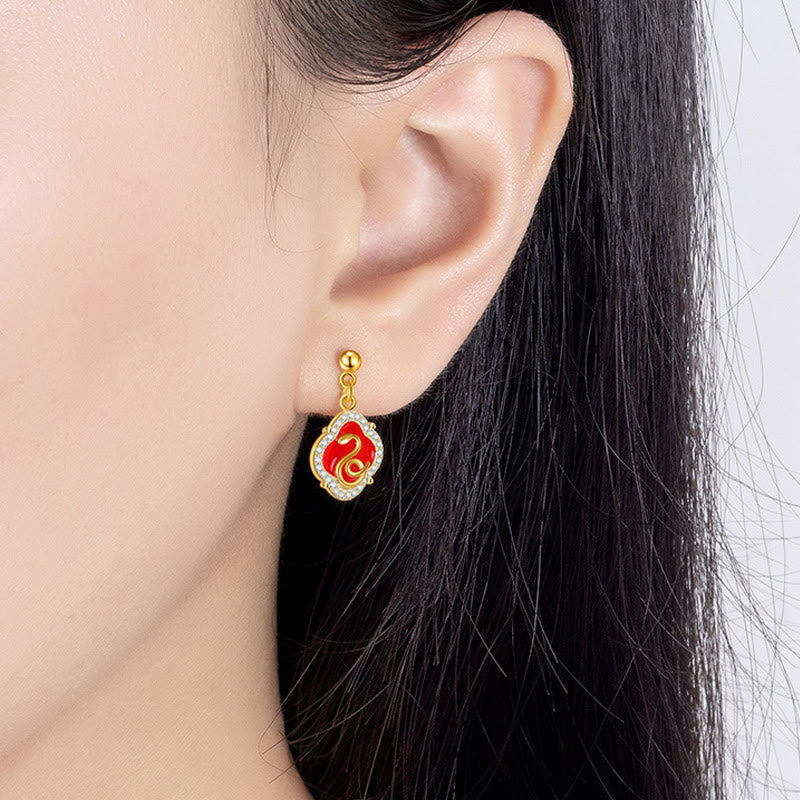 925 Sterling Silver Snake Blessing Earrings for Wisdom & Protection