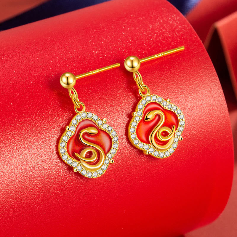 925 Sterling Silver Snake Blessing Earrings for Wisdom & Protection