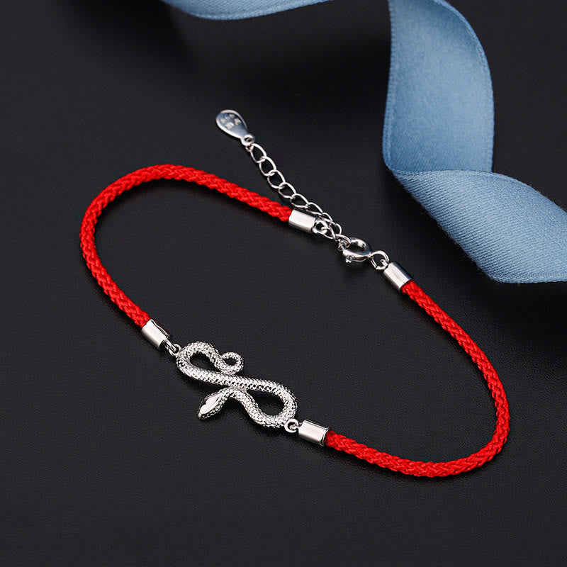 999 Sterling Silver Year of Snake Red Bracelet