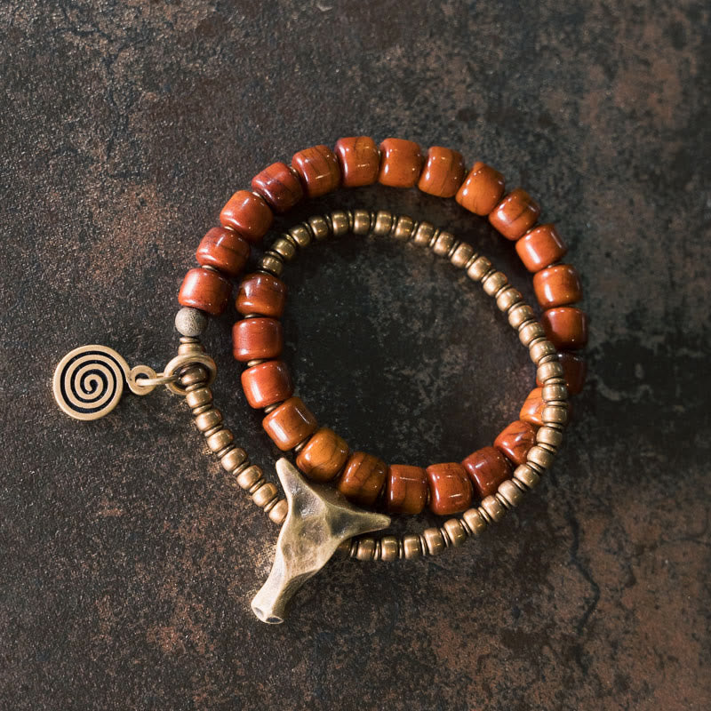 14cm Yak Bone Copper Double Wrap Strength Spiritual Bracelet