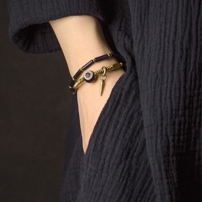 Black Onyx Dzi Bead Protection Bracelet