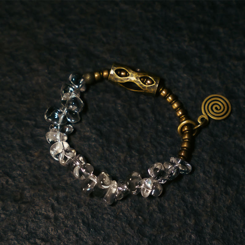 14-17.5cm White Crystal Copper Clarity Bracelet for Meditation