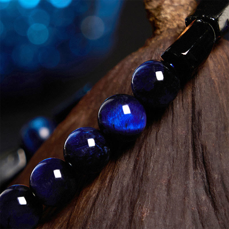Blue Tiger Eye Black Tourmaline Strength Bracelet 8mm