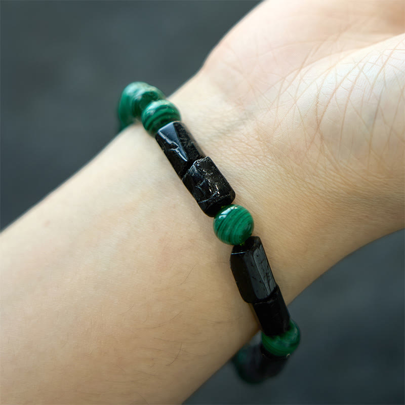 8mm Malachite Black Tourmaline Protection Bracelet