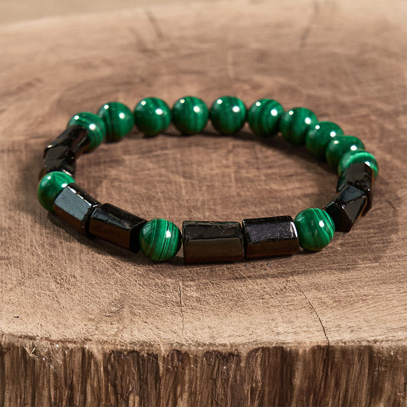 8mm Malachite Black Tourmaline Purity Bracelet Unisex
