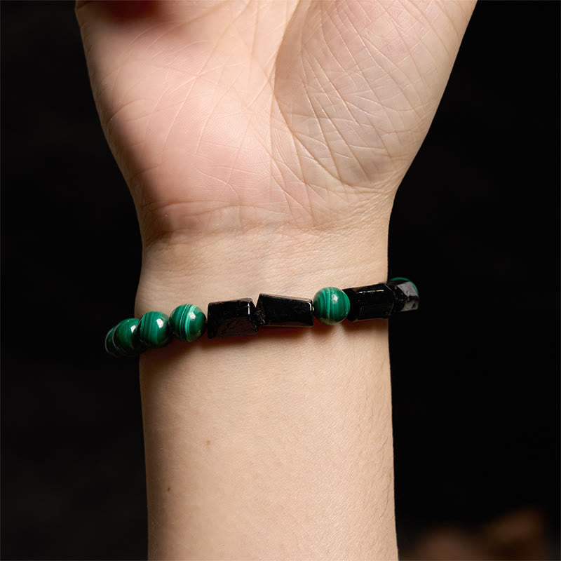 8mm Malachite Black Tourmaline Purity & Protection Bracelet