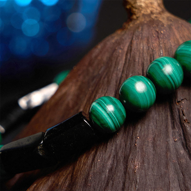 8mm Malachite Black Tourmaline Protection Bracelet