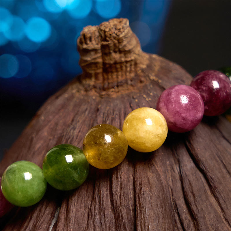 8mm Tourmaline Wisdom Flower Bracelet for Positive Energy