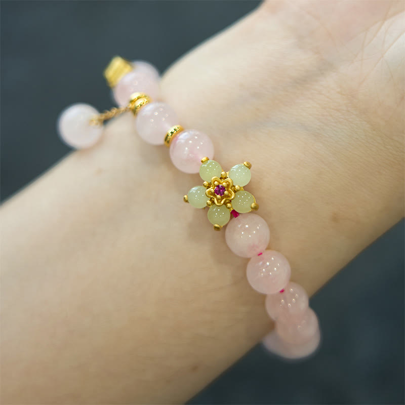 14cm Pink Crystal Citrine Flower Warmth Bracelet