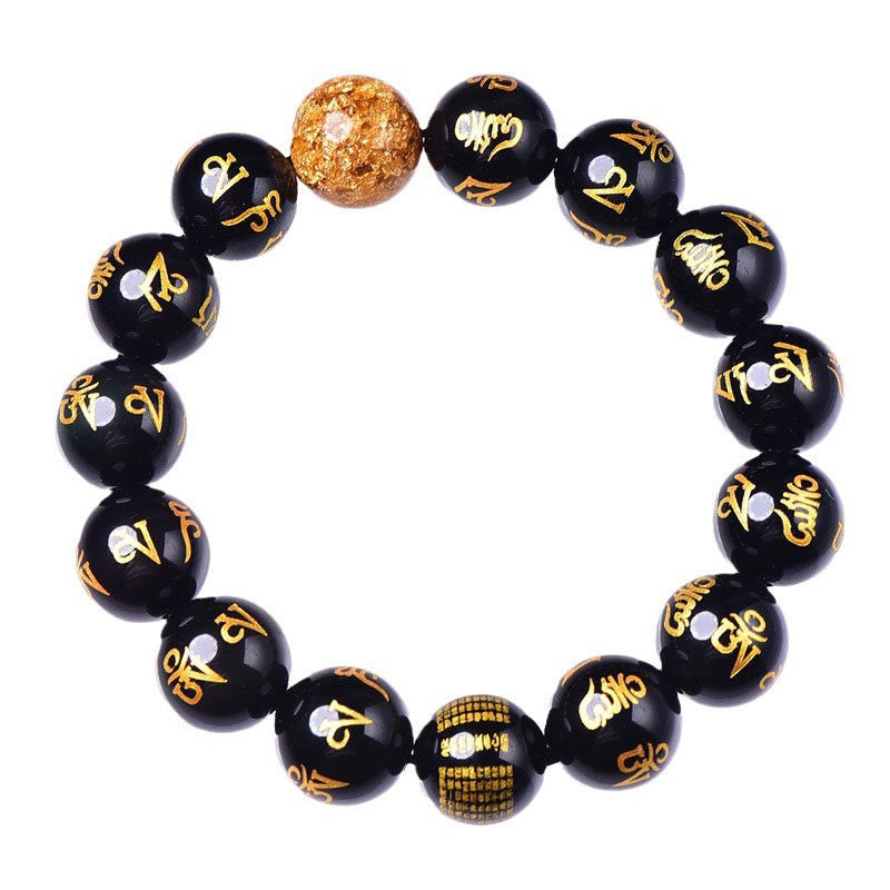 10mm Rainbow Obsidian Six True Words Creativity Bracelet