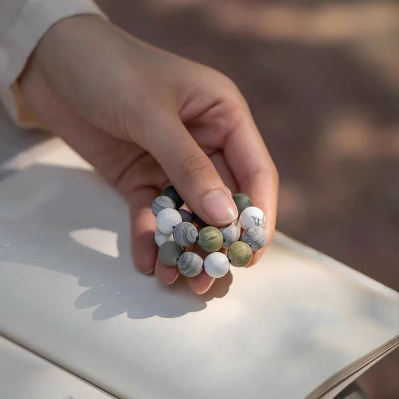 8mm White Turquoise Picasso Jasper Bracelet for Emotional Healing