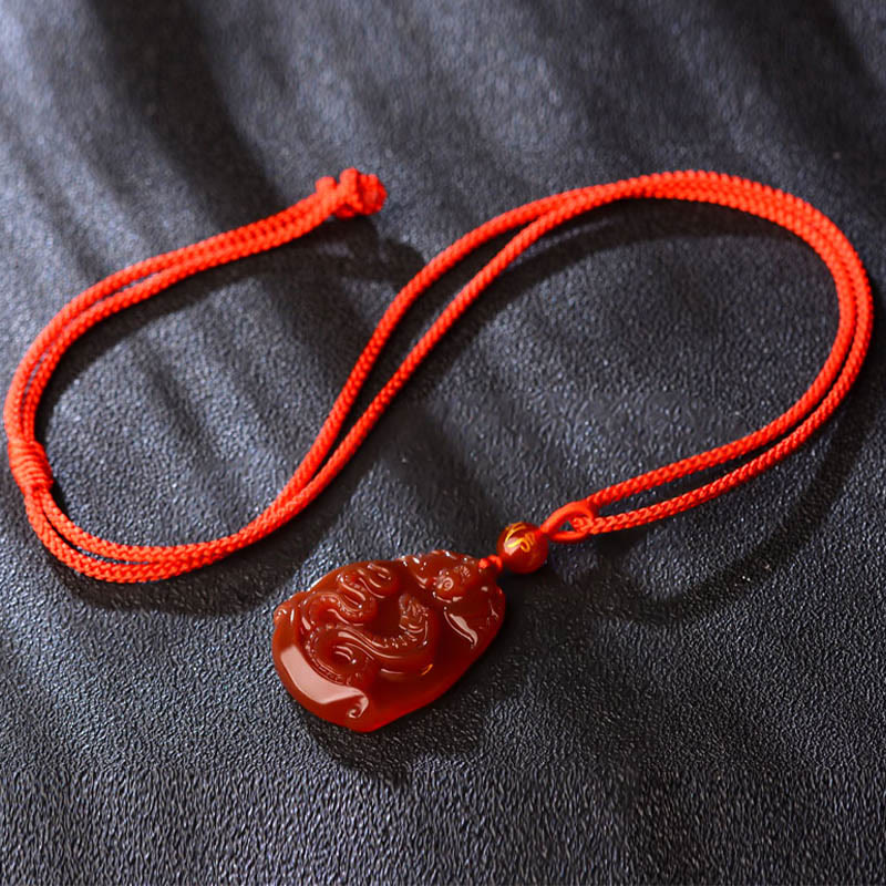 Red Agate Chinese Zodiac Necklace | Calm & Confidence
