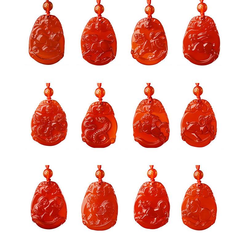 Red Agate Chinese Zodiac Necklace | Calm & Confidence
