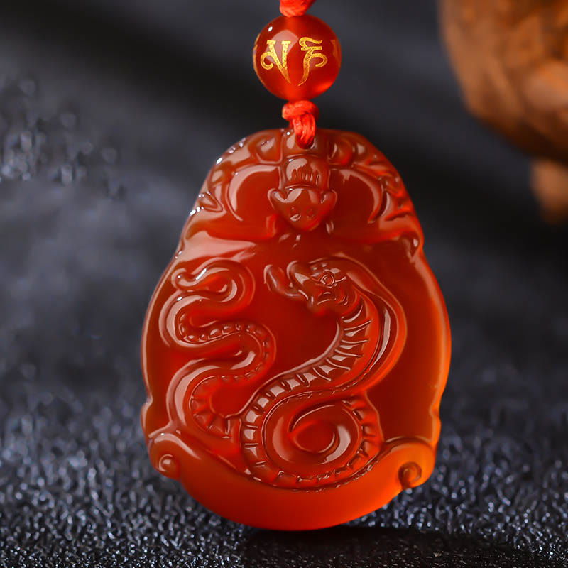 Red Agate Chinese Zodiac Necklace | Calm & Confidence