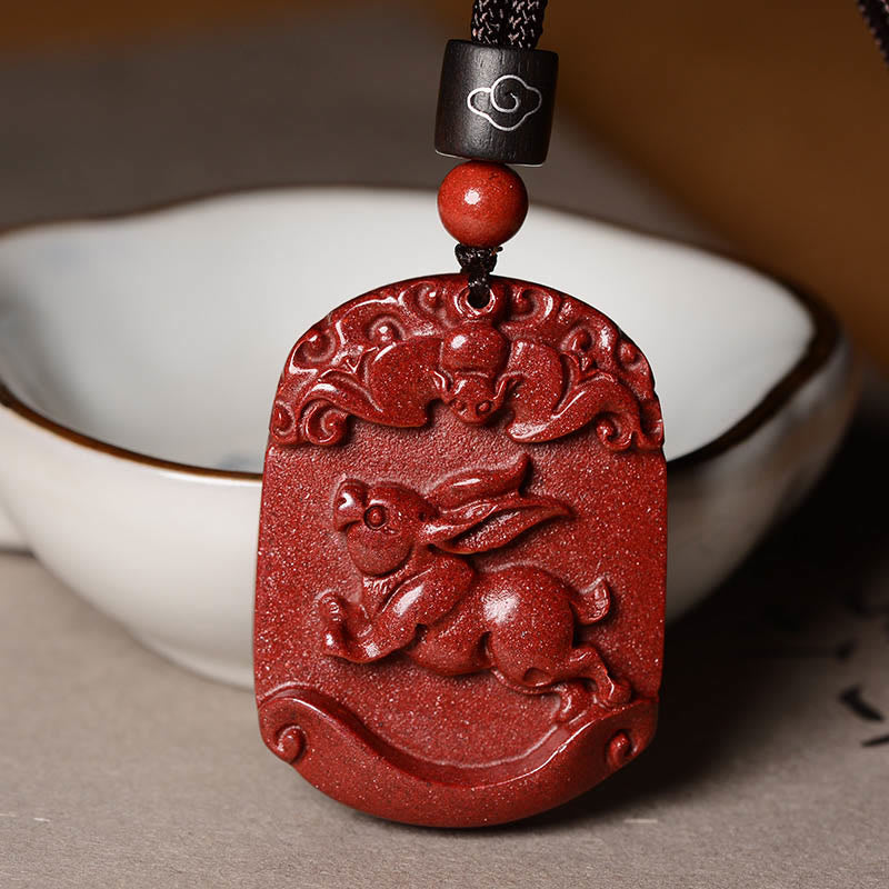 Cinnabar Chinese Zodiac Necklace for Calm & Concentration