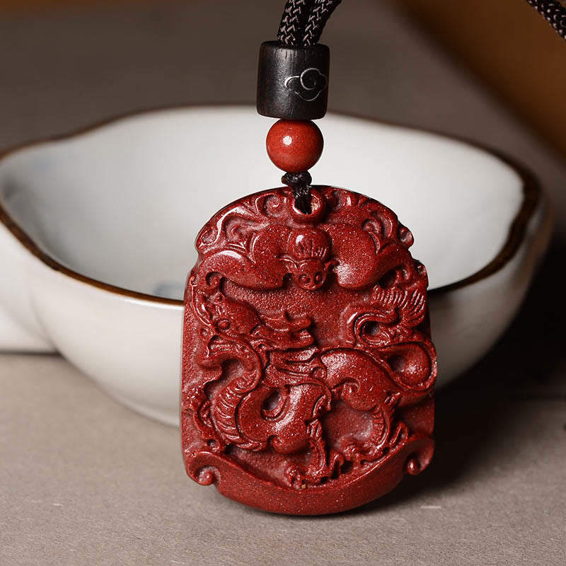 Cinnabar Chinese Zodiac Necklace for Calm & Concentration