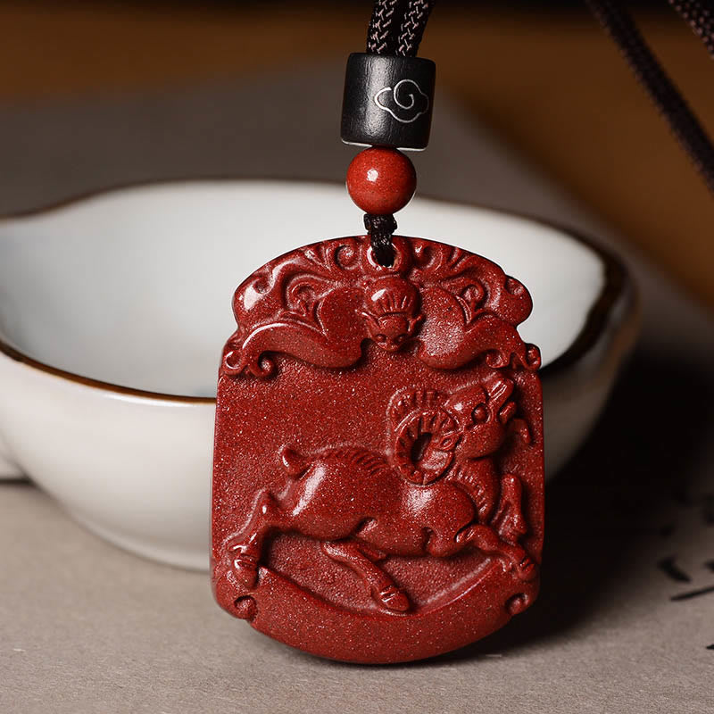 Cinnabar Chinese Zodiac Necklace for Calm & Concentration