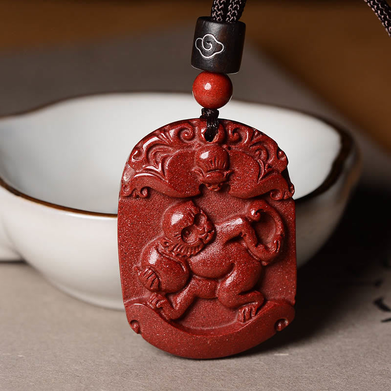 Cinnabar Chinese Zodiac Necklace for Calm & Concentration