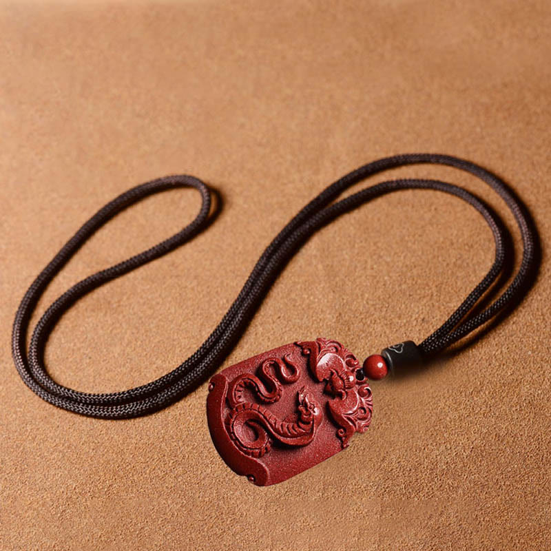 Cinnabar Chinese Zodiac Necklace for Calm & Concentration