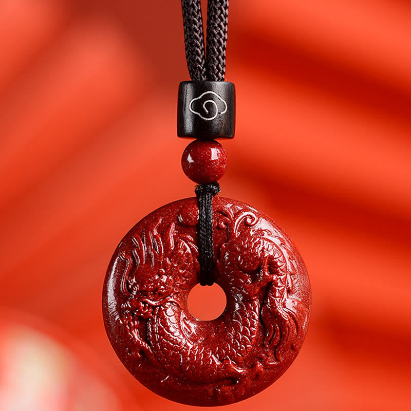 Cinnabar Chinese Zodiac Peace Buckle Necklace 32mm