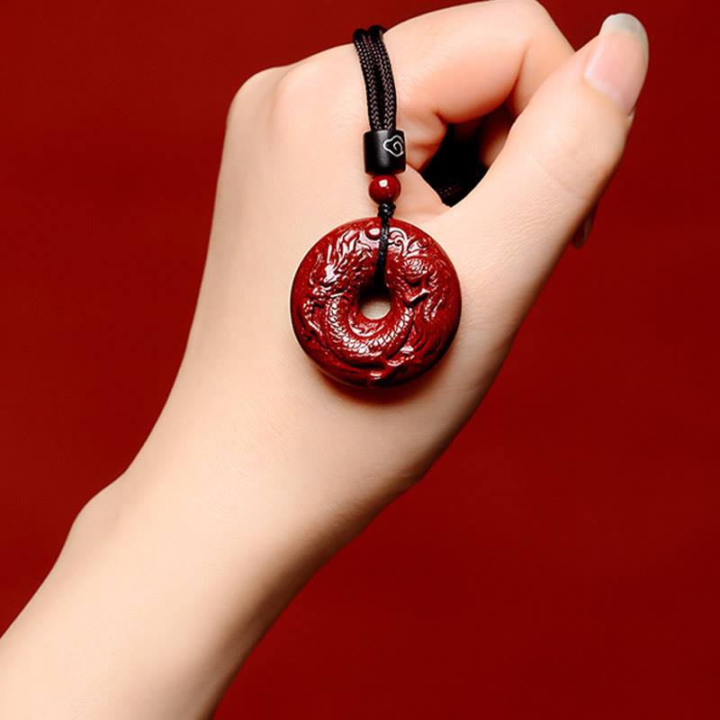 Cinnabar Chinese Zodiac Peace Buckle Necklace 32mm