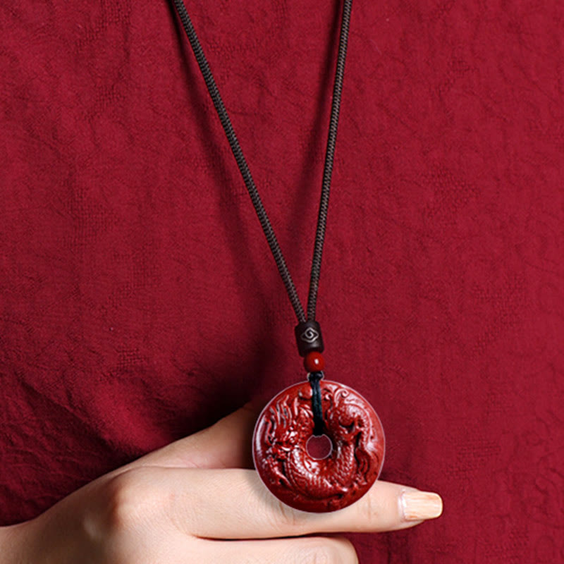 Cinnabar Chinese Zodiac Peace Buckle Necklace 32mm