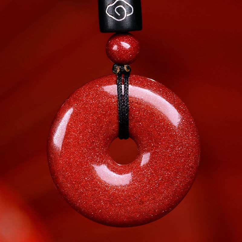 Cinnabar Chinese Zodiac Peace Buckle Necklace 32mm