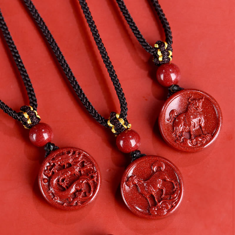 Cinnabar Chinese Zodiac Necklace for Calm & Balance