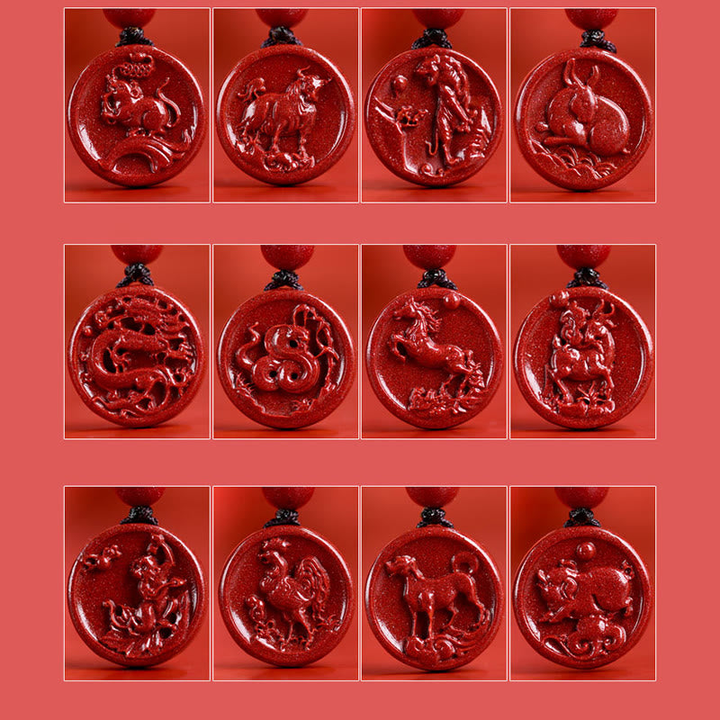 Cinnabar Chinese Zodiac Necklace for Calm & Balance