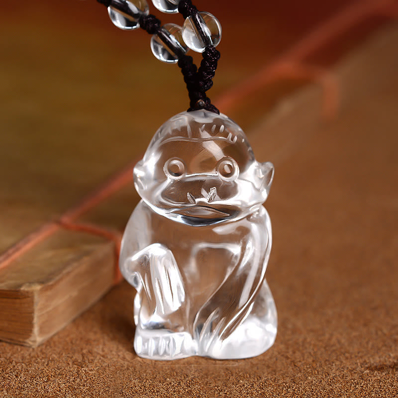Unisex White Crystal Chinese Zodiac Protection Necklace