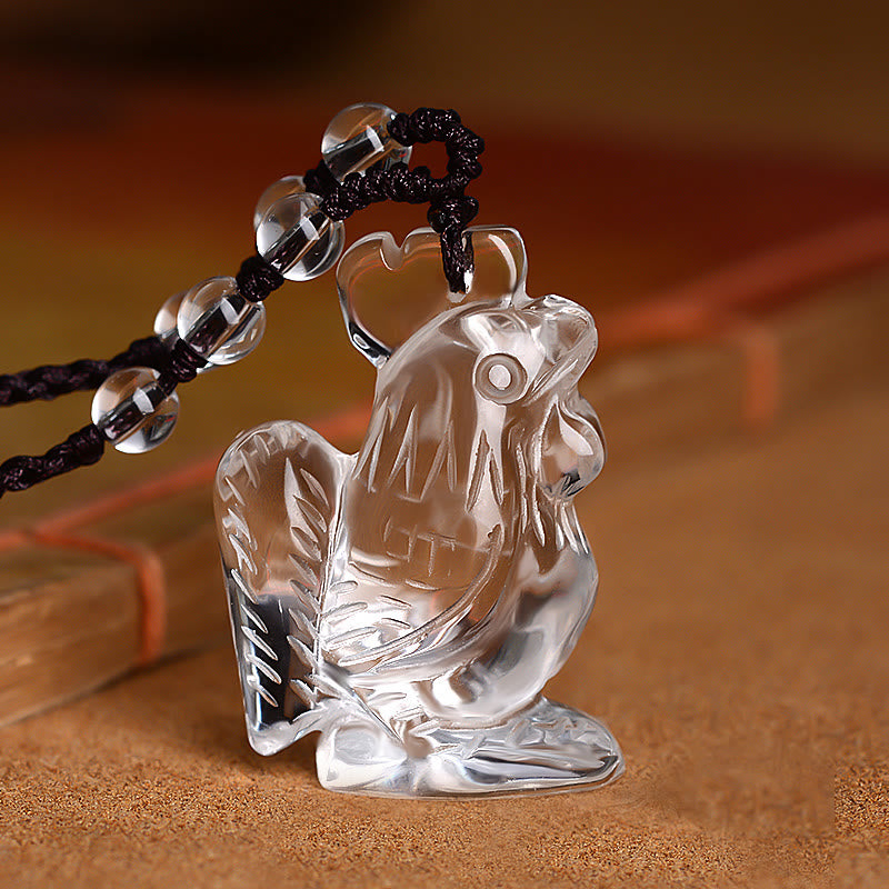 Unisex White Crystal Chinese Zodiac Protection Necklace