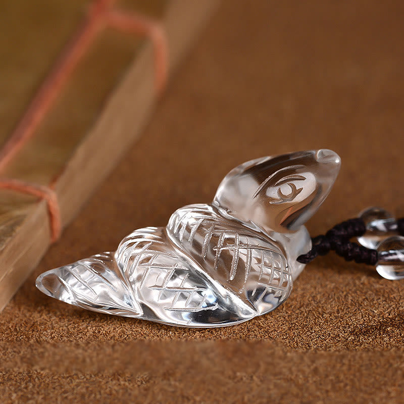 Unisex White Crystal Chinese Zodiac Protection Necklace