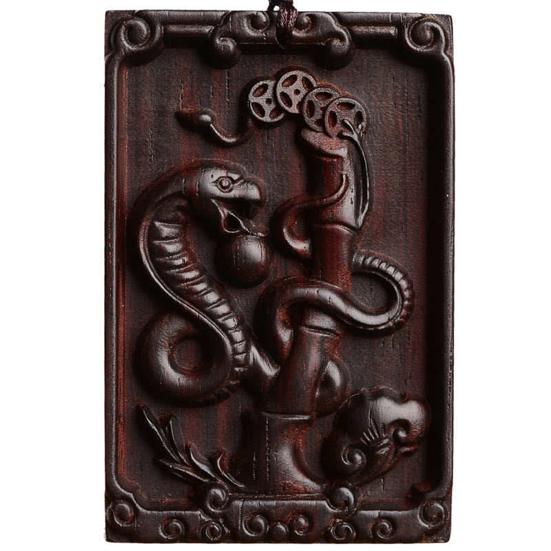 Small Leaf Red Sandalwood Chinese Zodiac Necklace for Calmness