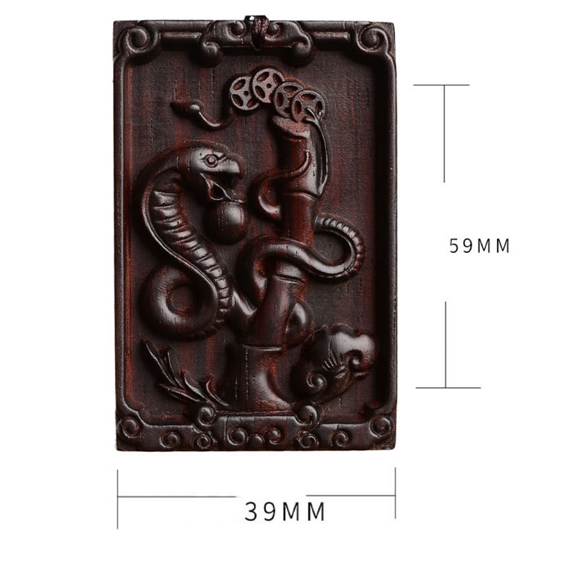 Small Leaf Red Sandalwood Chinese Zodiac Necklace for Calmness