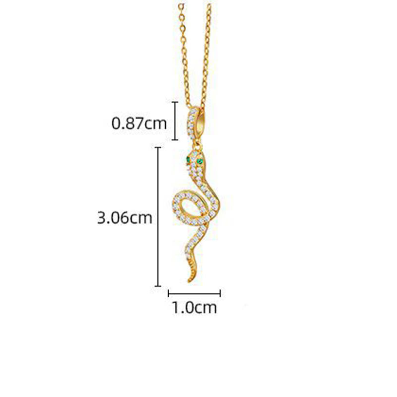 925 Sterling Silver Green-eyed Snake Protection Necklace