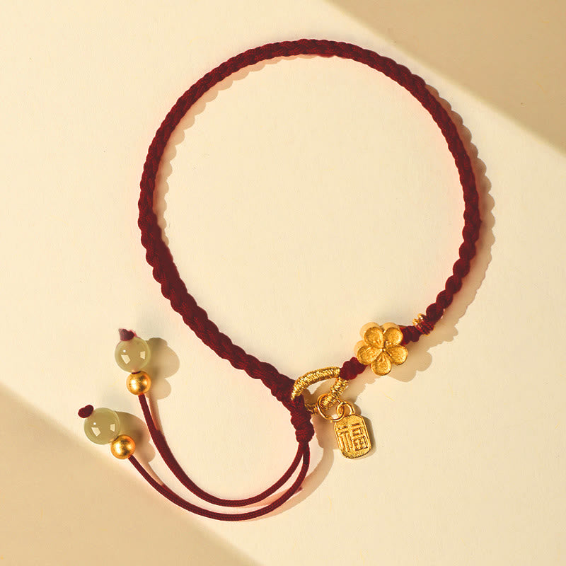 6mm Hetian Jade Luck Charm Peach Blossom Bracelet