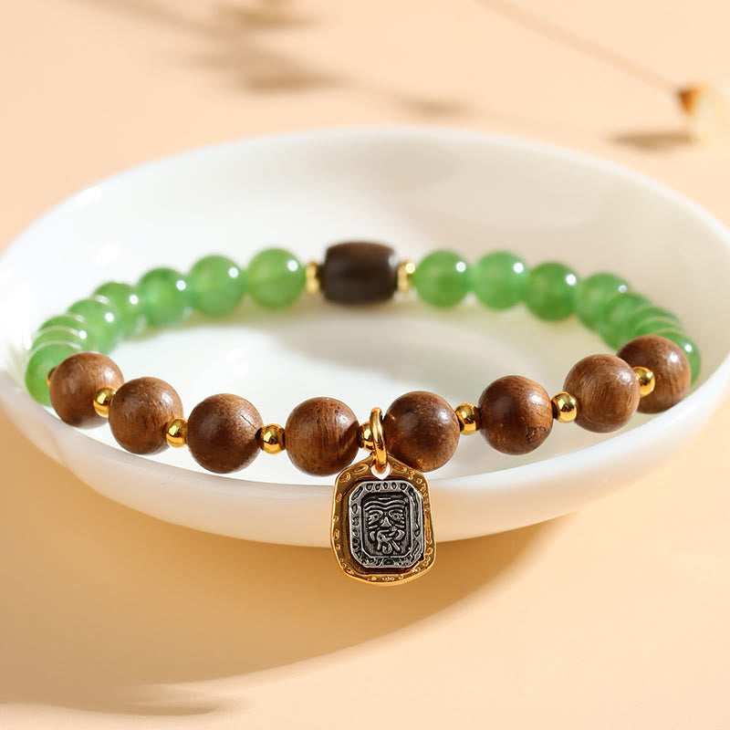 7mm Agarwood Green Chalcedony Zakiram Wealth Bracelet