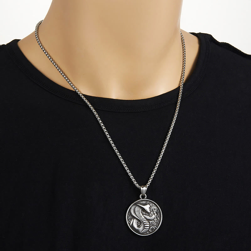 Titanium Steel Year of the Snake Balance Necklace Pendant