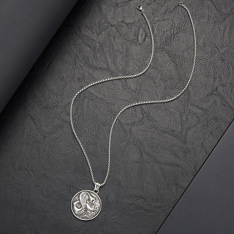 Titanium Steel Year of the Snake Balance Necklace Pendant