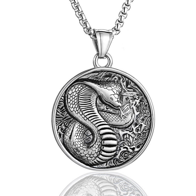 Titanium Steel Year of the Snake Balance Necklace Pendant