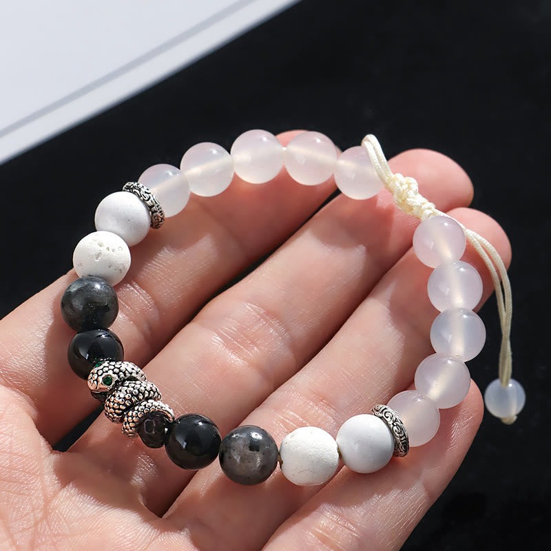 Black Onyx Glitter Stone Snake Protection Bracelet 2025