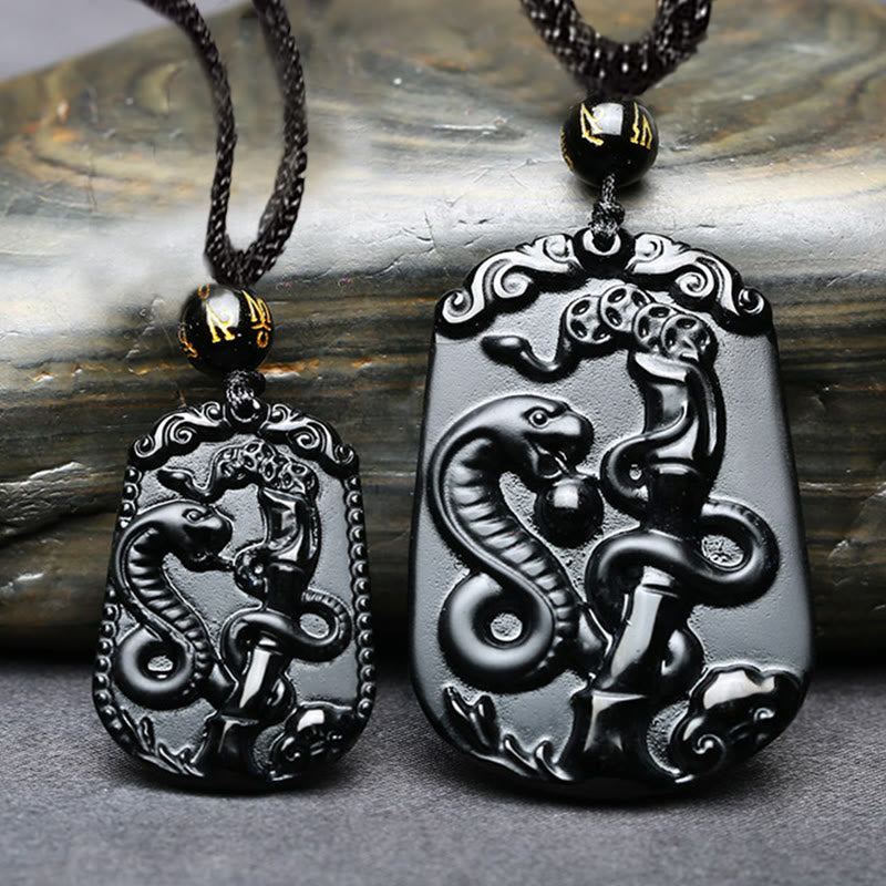 Obsidian Chinese Zodiac Necklace with Purification Fulfilment